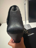 [ PRE LOVED ] CHANEL Black Diagonal Quilted Leather Medium Classic Single Flap Bag