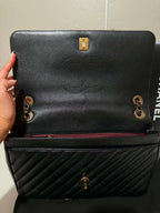 [ PRE LOVED ] CHANEL Black Diagonal Quilted Leather Medium Classic Single Flap Bag