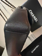 [ PRE LOVED ] CHANEL Black Diagonal Quilted Leather Medium Classic Single Flap Bag